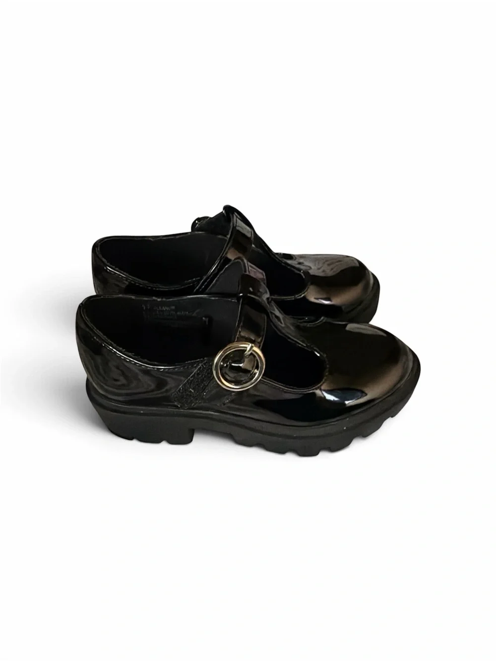 Falls Creek Black Patent Mary Jane Shoes with Round Buckle